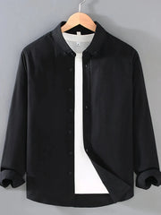 Men's Plus Size Button Up Long Sleeve Shirt Black / M