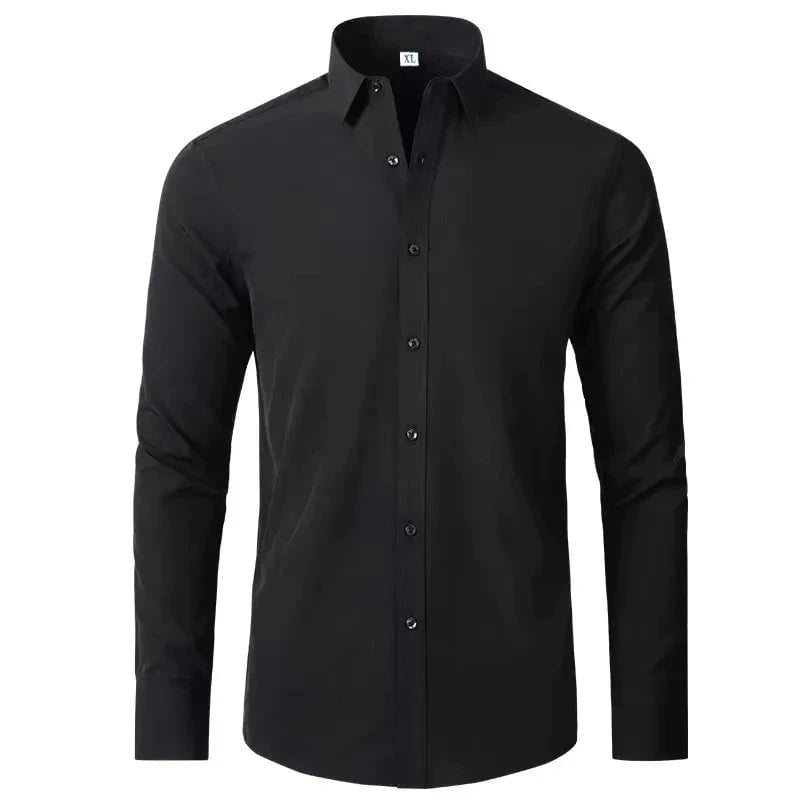 Men's Plus Size Button Up Long Sleeve Shirt Black / M