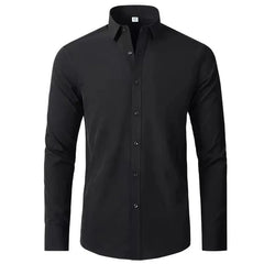 Men's Plus Size Button Up Long Sleeve Shirt Black / M