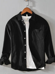 Men's Plus Size Button Up Long Sleeve Shirt Black / M