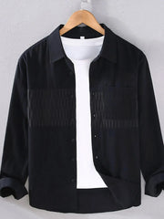 Men's Plus Size Button Up Long Sleeve Shirt Black / M