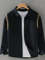 Men's Plus Size Button-Up Long Sleeve Shirt Black / M