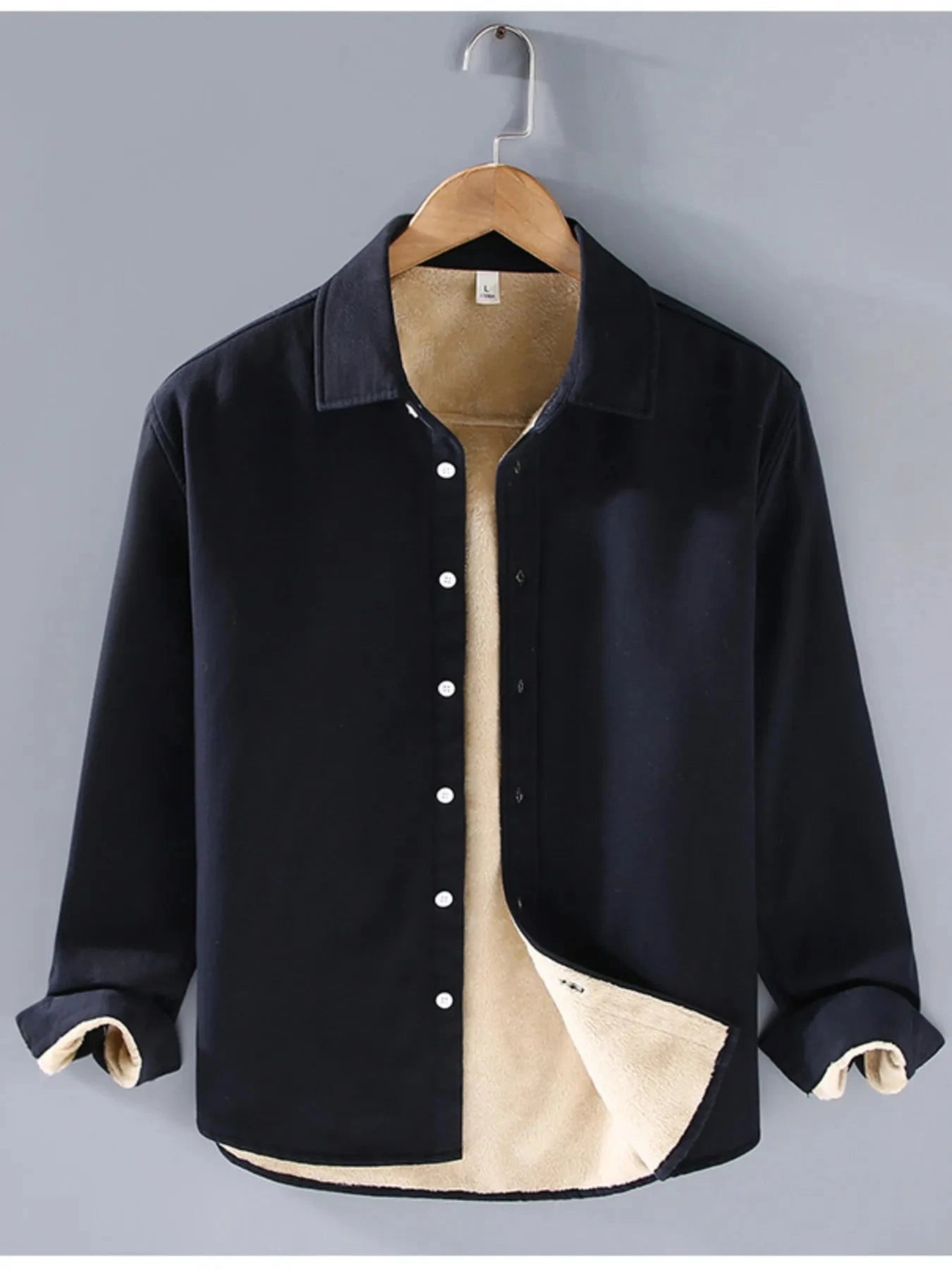 Men's Plus Size Button Up Long Sleeve Shirt Black / M