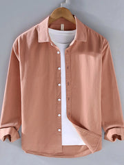 Men's Plus Size Button Up Long Sleeve Shirt Brick Red / M