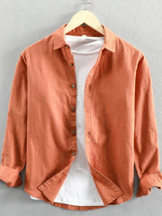 Men's Plus Size Button Up Long Sleeve Shirt Brick Red / M