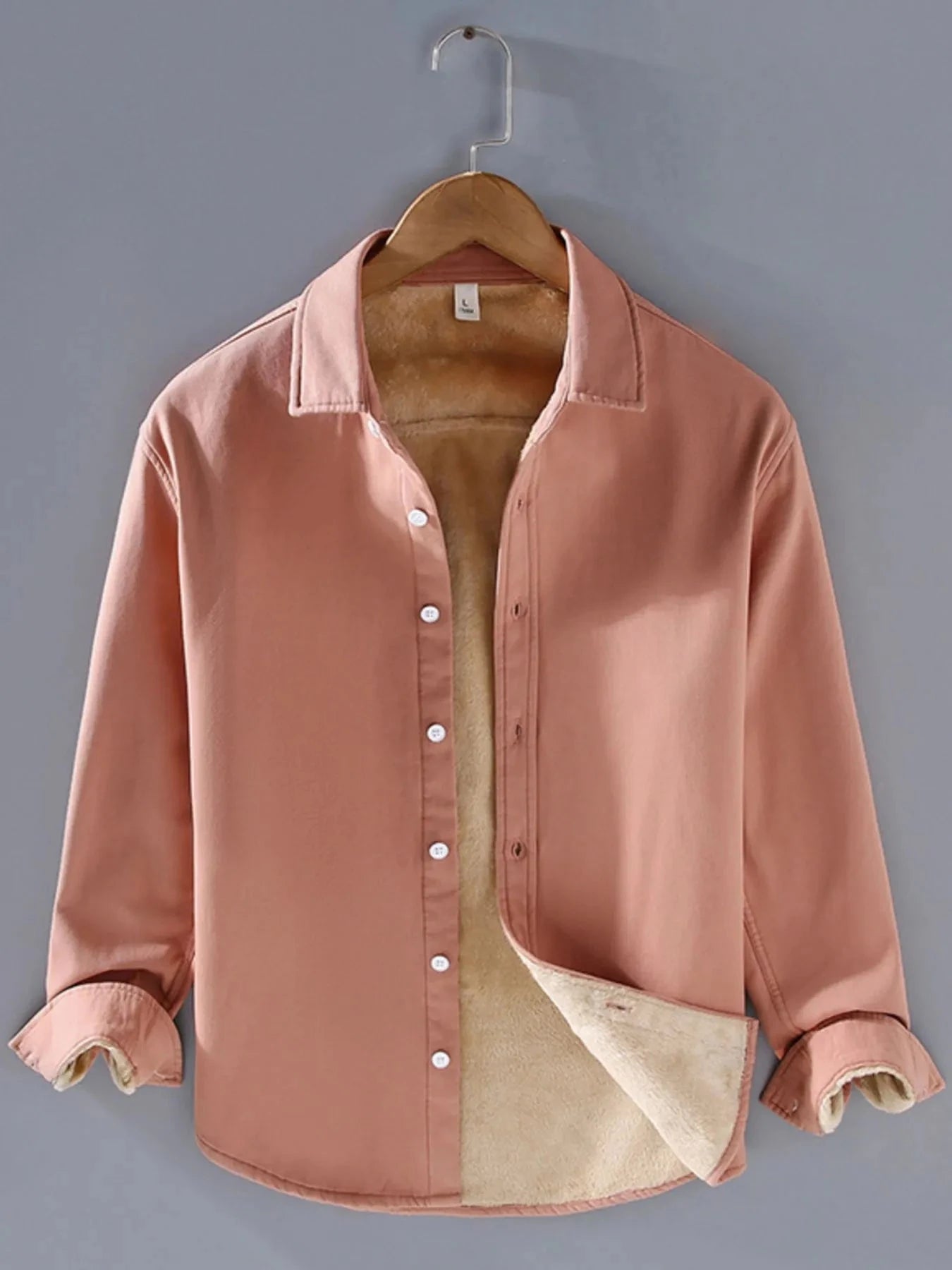 Men's Plus Size Button Up Long Sleeve Shirt Brick Red / M