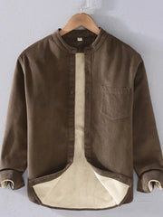 Men's Plus Size Button Up Long Sleeve Shirt Brown / M