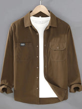 Men's Plus Size Button Up Long Sleeve Shirt Brown / M