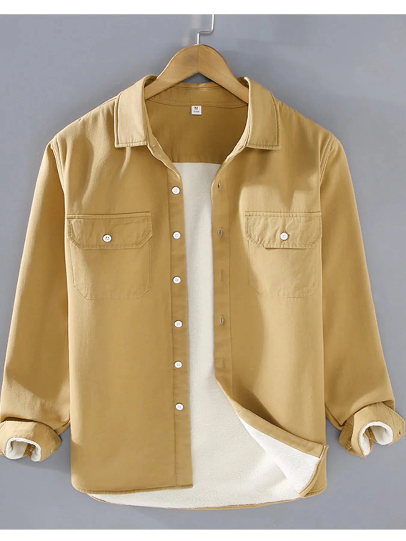 Men's Plus Size Button Up Long Sleeve Shirt Caramel / M