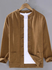 Men's Plus Size Button Up Long Sleeve Shirt Caramel / M