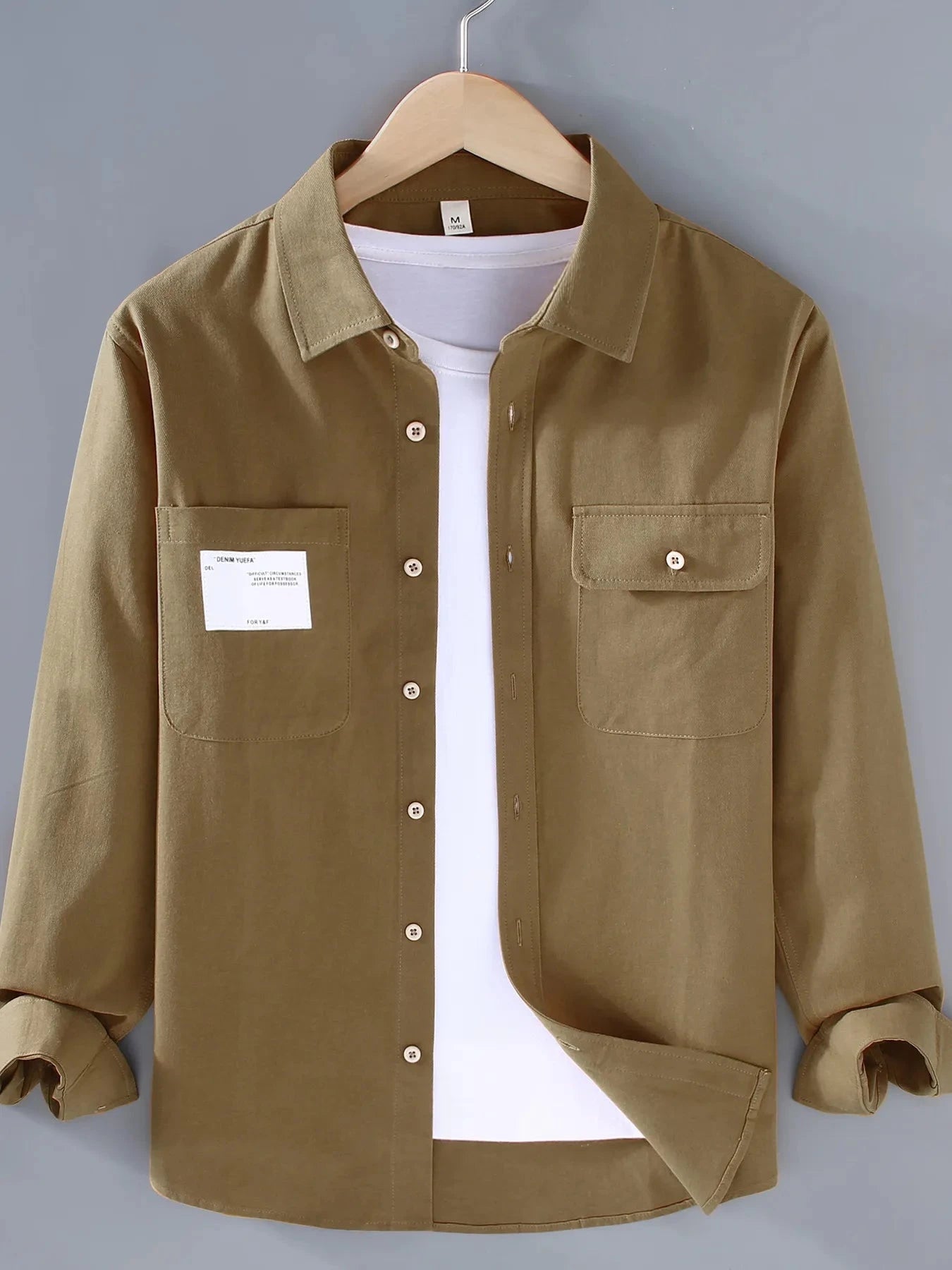 Men's Plus Size Button Up Long Sleeve Shirt Caramel / M