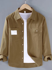 Men's Plus Size Button Up Long Sleeve Shirt Caramel / M