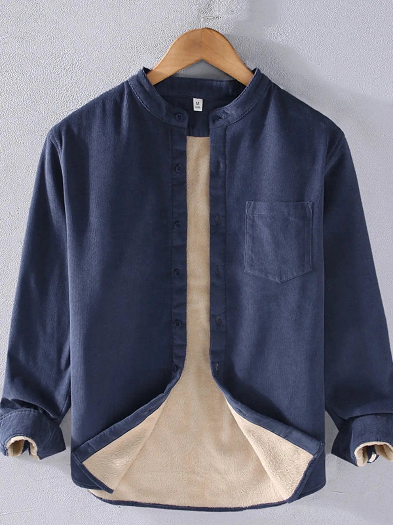 Men's Plus Size Button Up Long Sleeve Shirt Dark Blue / M