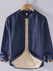 Men's Plus Size Button Up Long Sleeve Shirt Dark Blue / M