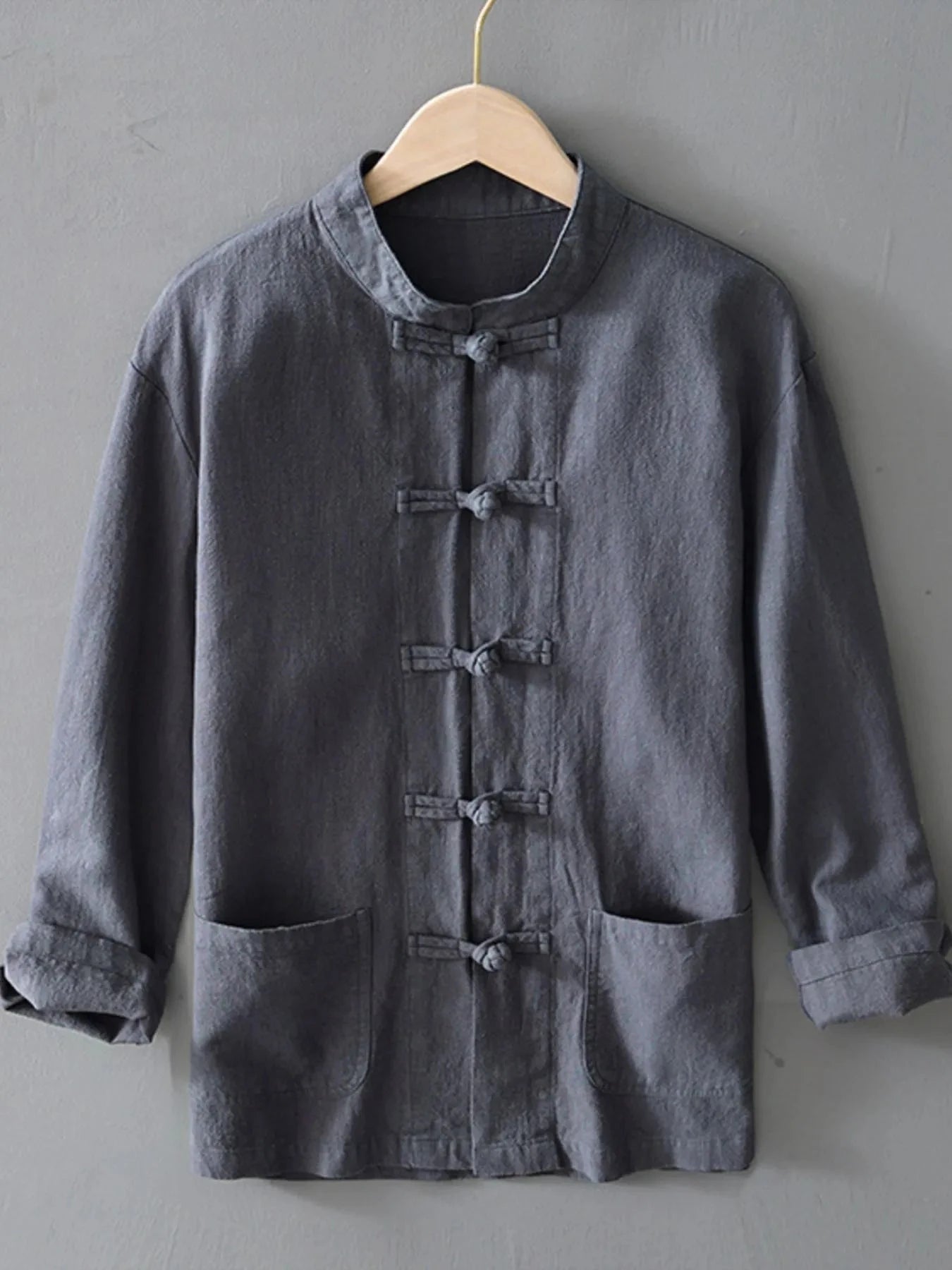 Men's Plus Size Button Up Long Sleeve Shirt Dark Blue / M