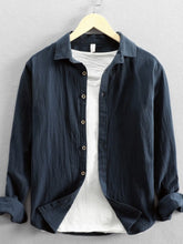 Men's Plus Size Button-Up Long Sleeve Shirt Dark Blue / M