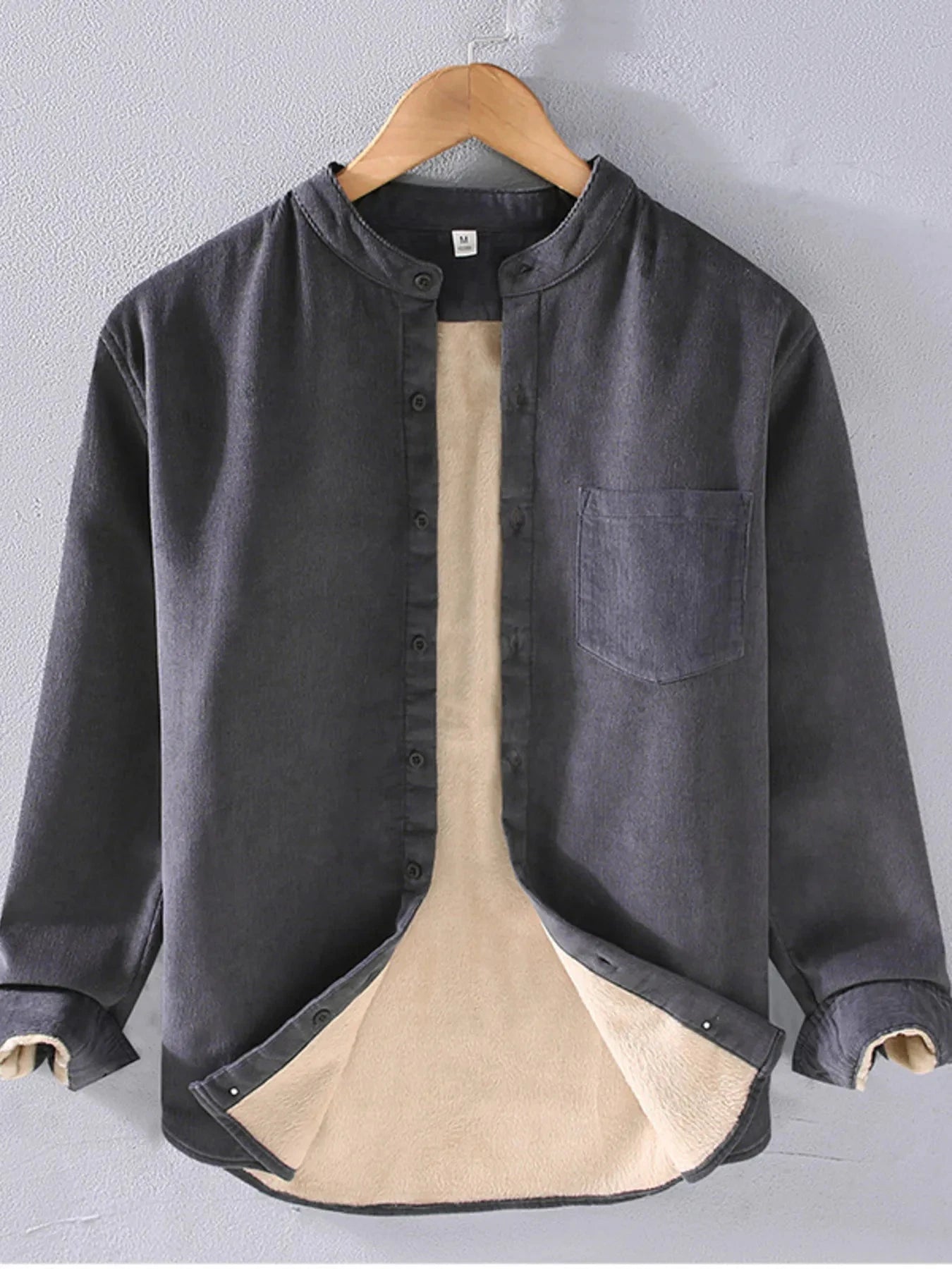Men's Plus Size Button Up Long Sleeve Shirt Dark Gray / M