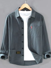 Men's Plus Size Button Up Long Sleeve Shirt Dark Gray / M