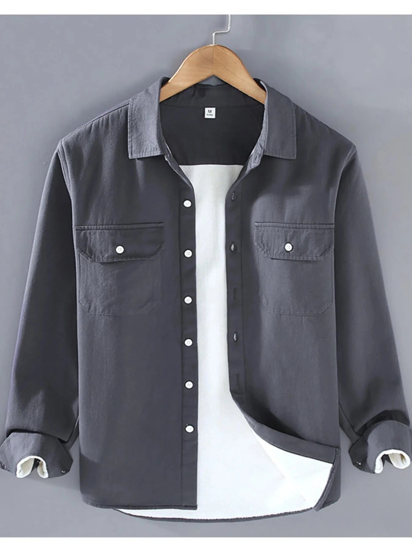 Men's Plus Size Button Up Long Sleeve Shirt Dark Gray / M