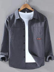 Men's Plus Size Button Up Long Sleeve Shirt Dark Gray / M