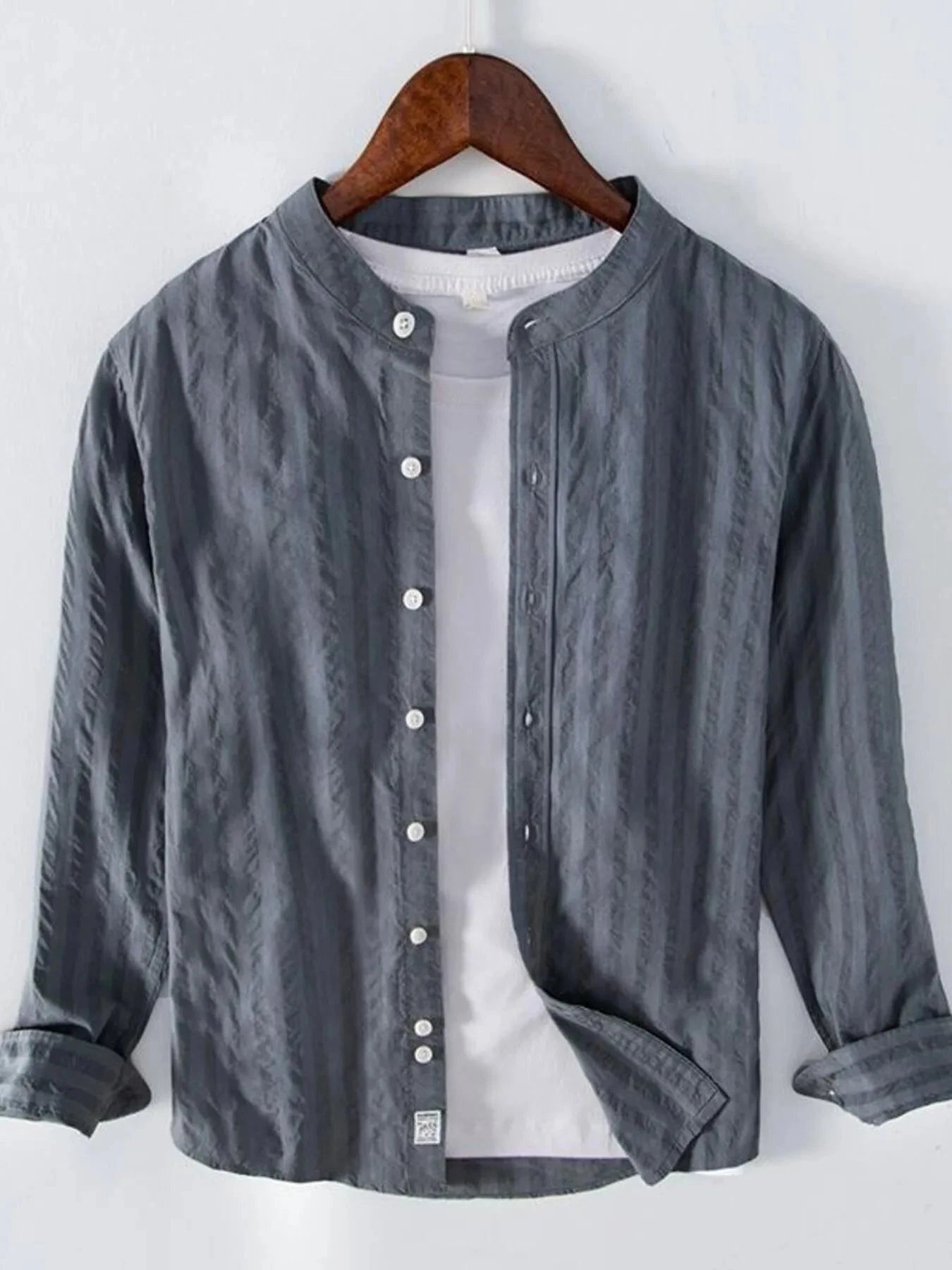 Men's Plus Size Button Up Long Sleeve Shirt Dark Gray / M