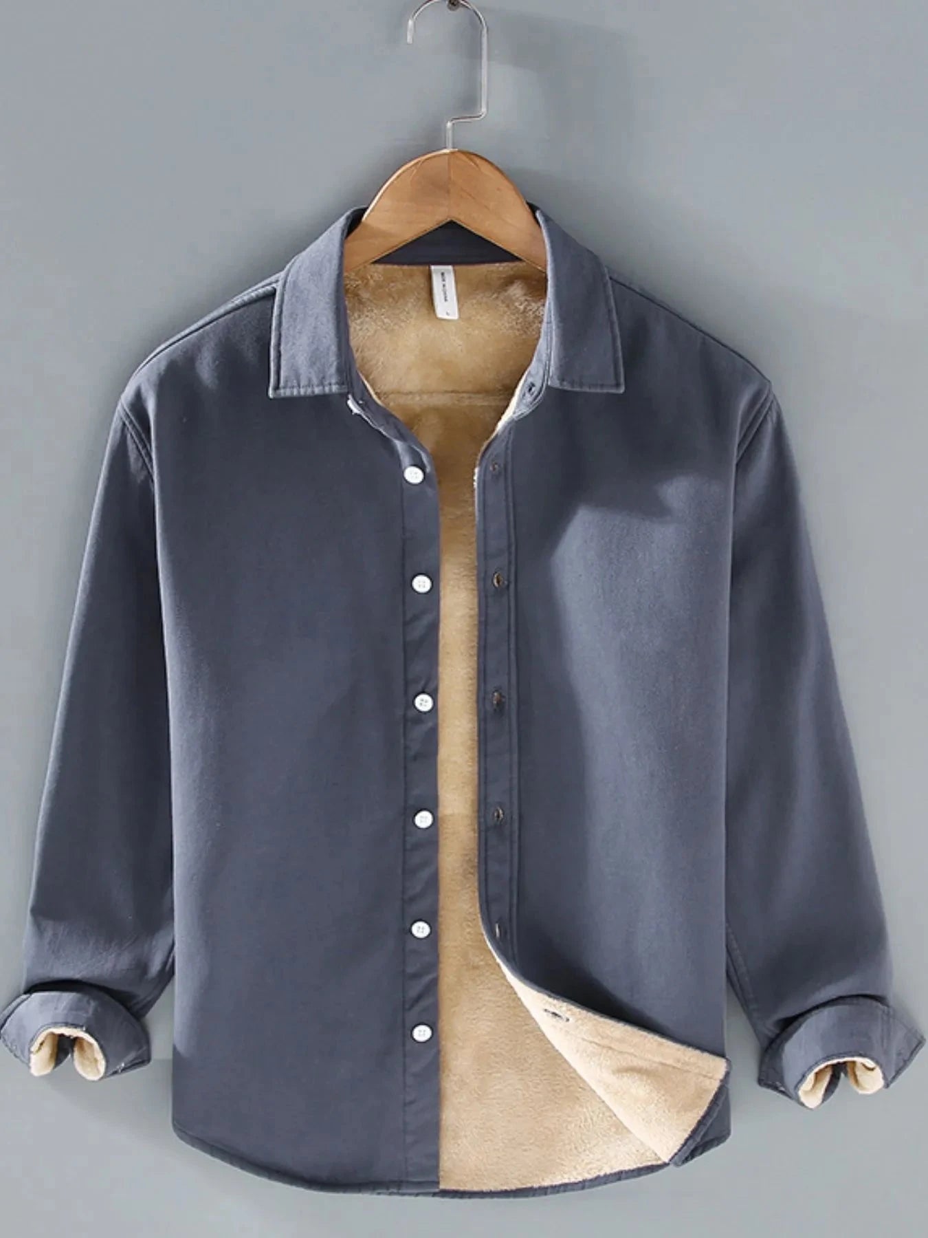 Men's Plus Size Button Up Long Sleeve Shirt Dark Gray / M