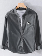 Men's Plus Size Button Up Long Sleeve Shirt Dark Gray / M