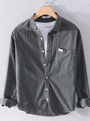 Men's Plus Size Button Up Long Sleeve Shirt Dark Gray / M