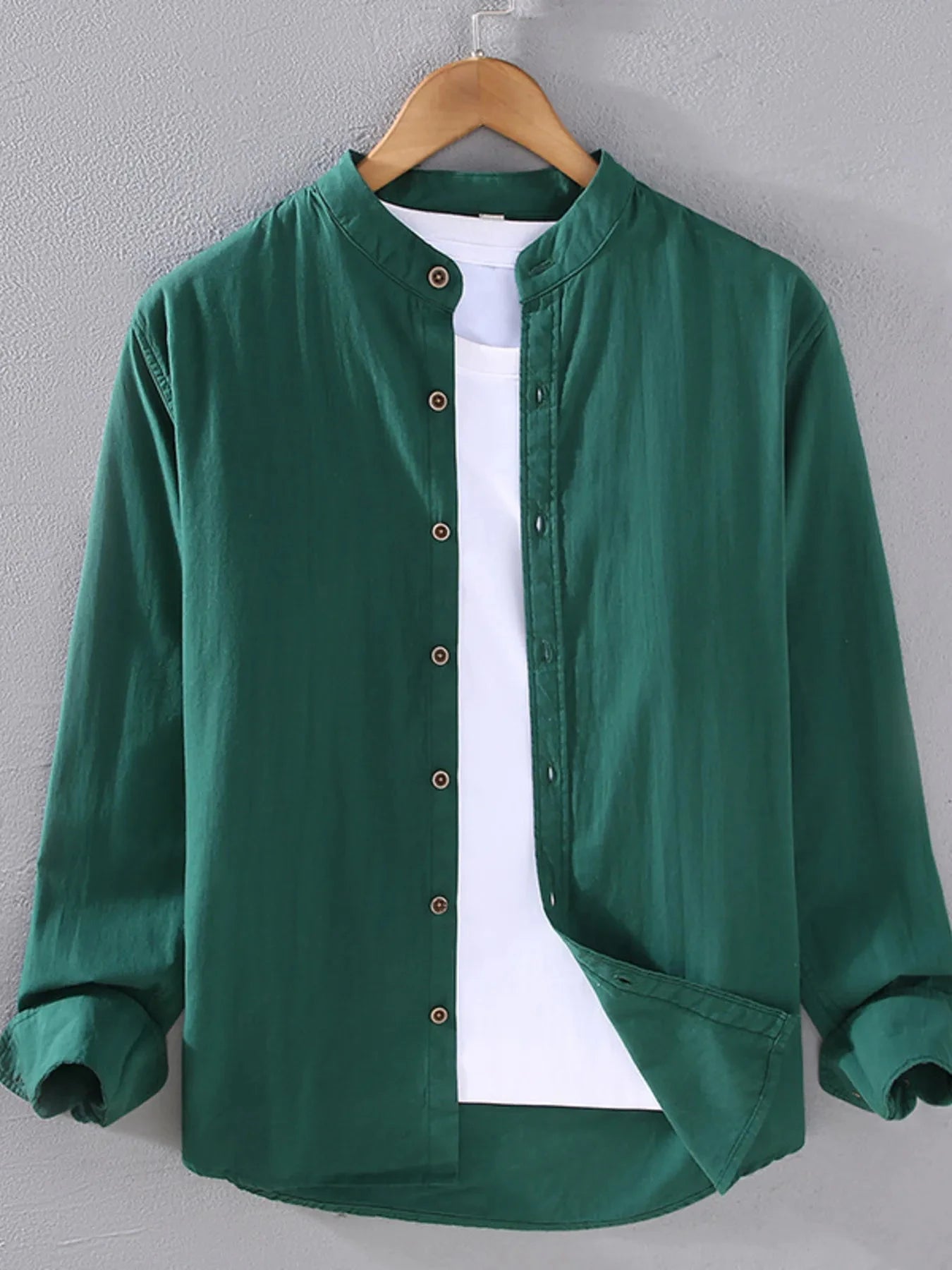 Men's Plus Size Button Up Long Sleeve Shirt Dark Green / M