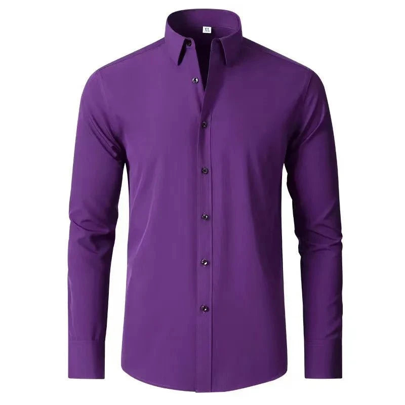 Men's Plus Size Button Up Long Sleeve Shirt Dark Purple / M