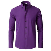 Men's Plus Size Button Up Long Sleeve Shirt Dark Purple / M