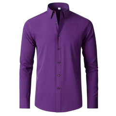 Men's Plus Size Button Up Long Sleeve Shirt Dark Purple / M