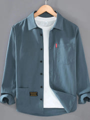 Men's Plus Size Button Up Long Sleeve Shirt Denim Blue / M