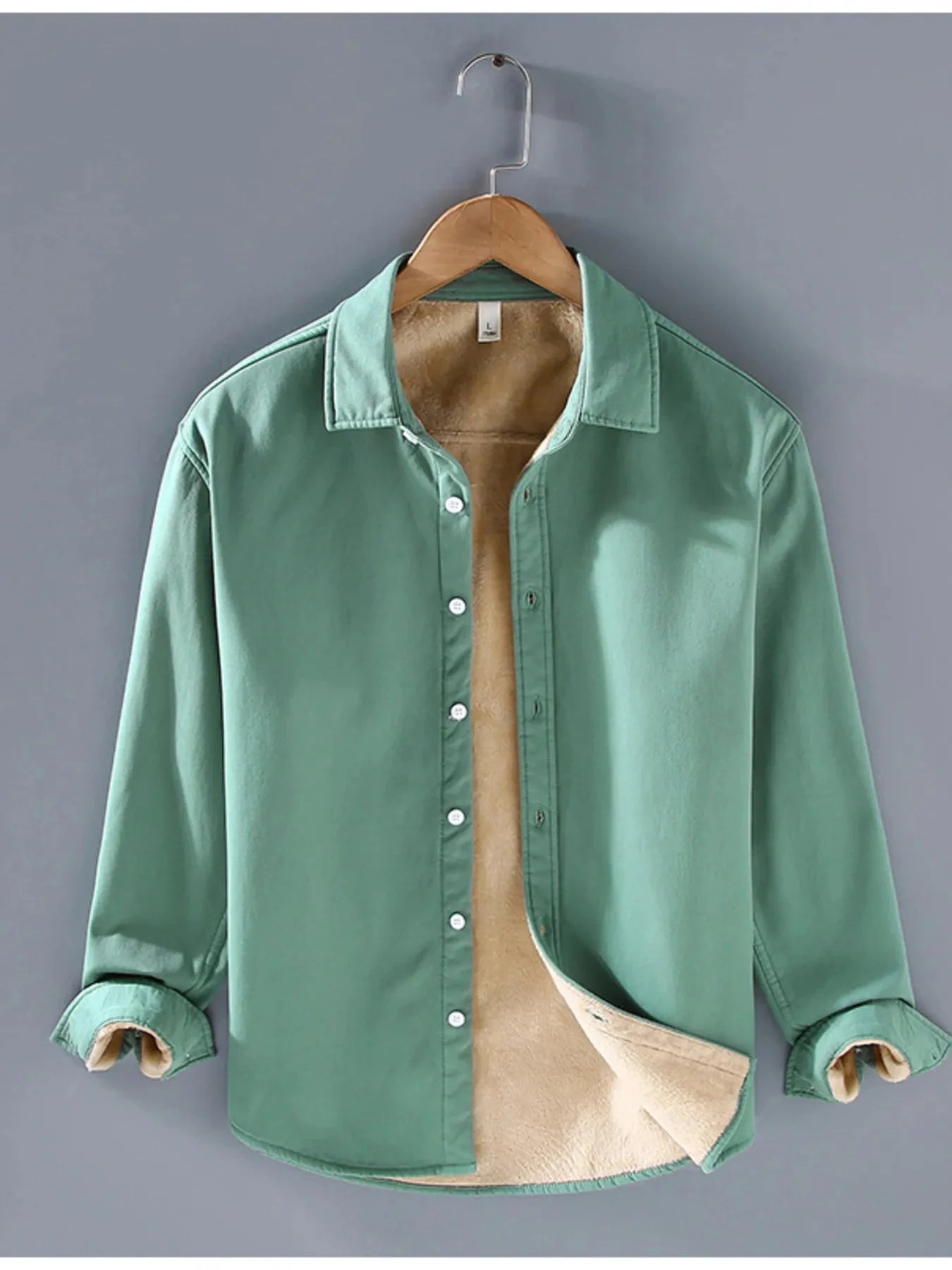 Men's Plus Size Button Up Long Sleeve Shirt Emerald Green / M