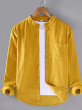 Men's Plus Size Button Up Long Sleeve Shirt Ginger Yellow / M
