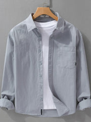 Men's Plus Size Button Up Long Sleeve Shirt Gray Blue / M