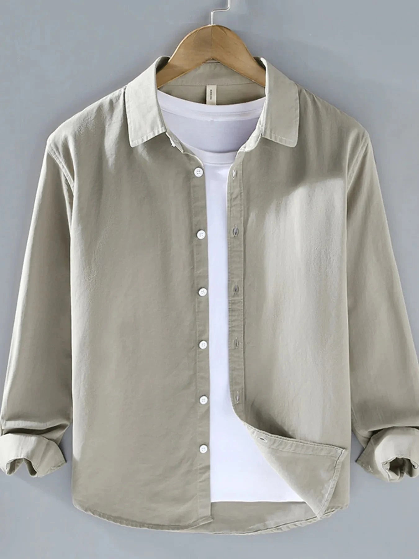 Men's Plus Size Button Up Long Sleeve Shirt Gray Green / M