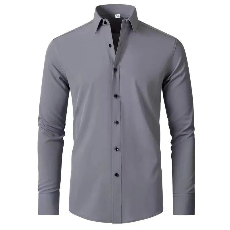 Men's Plus Size Button Up Long Sleeve Shirt Gray / M