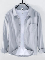 Men's Plus Size Button Up Long Sleeve Shirt Gray / M