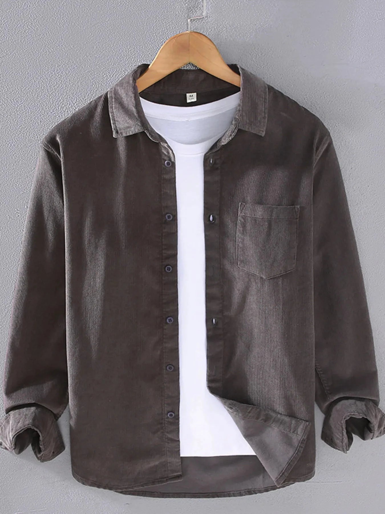 Men's Plus Size Button Up Long Sleeve Shirt Gray / M