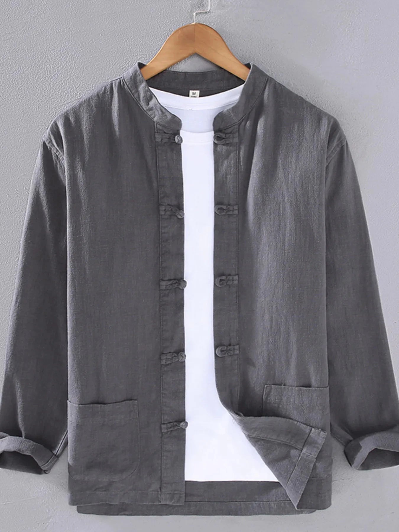 Men's Plus Size Button Up Long Sleeve Shirt Gray / M