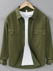 Men's Plus Size Button Up Long Sleeve Shirt Green / M