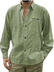 Men's Plus Size Button Up Long Sleeve Shirt Green / M