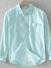 Men's Plus Size Button Up Long Sleeve Shirt Green / M
