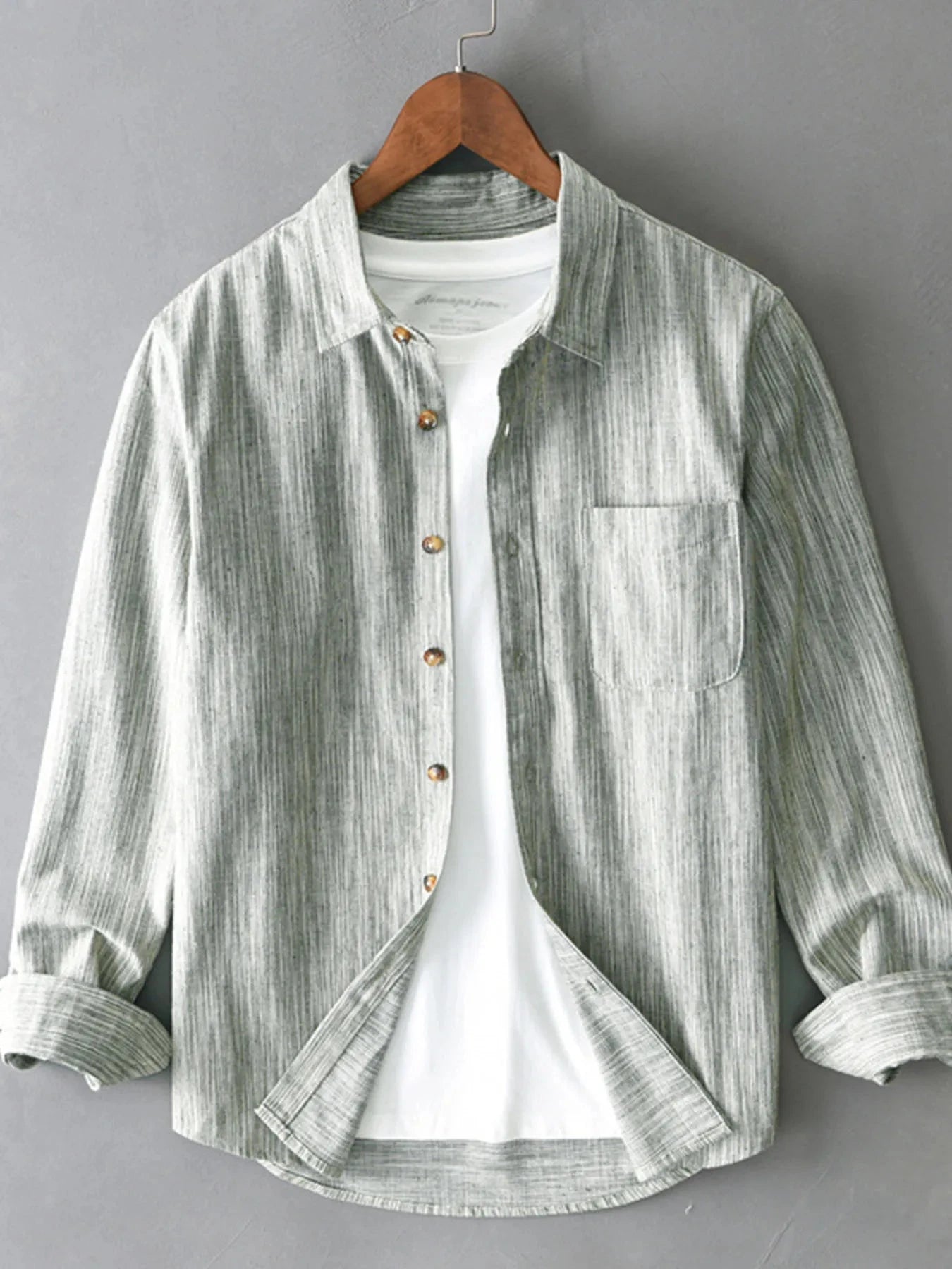 Men's Plus Size Button-Up Long Sleeve Shirt Green / M