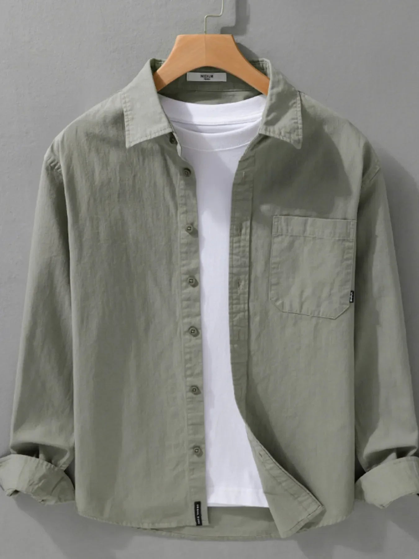 Men's Plus Size Button Up Long Sleeve Shirt Green / M