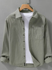 Men's Plus Size Button Up Long Sleeve Shirt Green / M