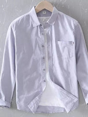Men's Plus Size Button Up Long Sleeve Shirt Grey / M