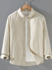 Men's Plus Size Button Up Long Sleeve Shirt Khaki / M