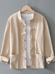 Men's Plus Size Button Up Long Sleeve Shirt Khaki / M